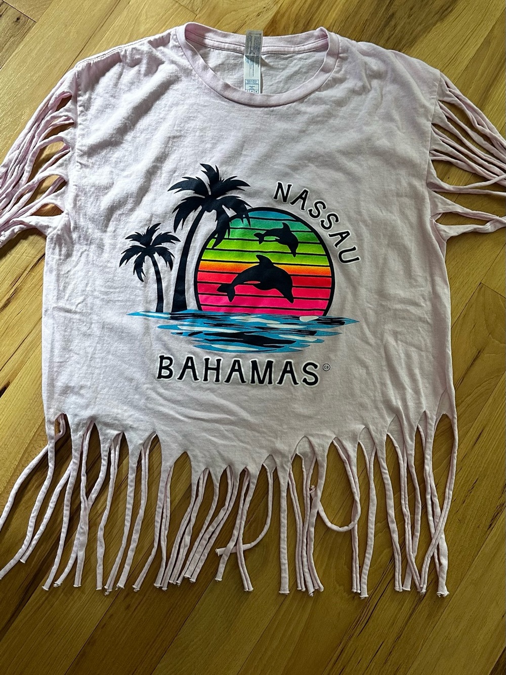 Nassau Bahamas Pink Fringe Graphic Tee